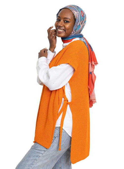 Orange Cut Belt Pullover - Khotwh